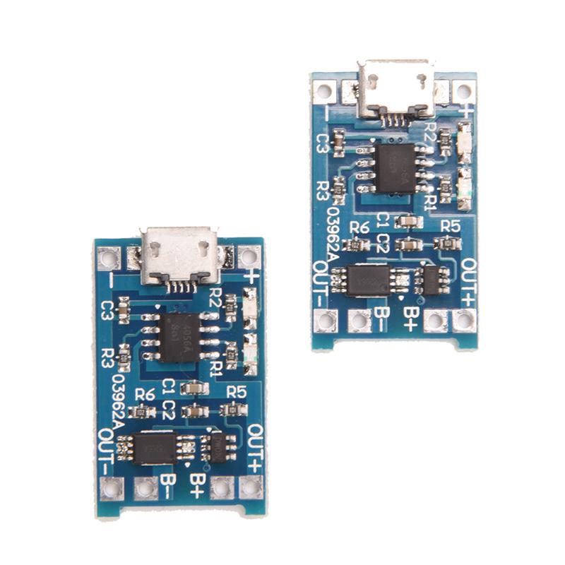 2Pcs Tp4056 5V 1A Usb 18650 Lithium Battery Charger Board Protection Module