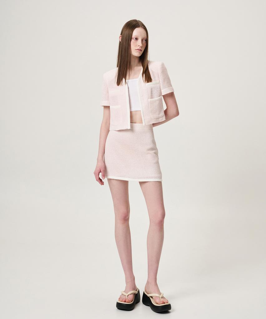 ETMON Summer Tweed Mini Skirt, Pink