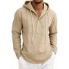 Men's Striped Hooded Casual Shirt Long Sleeve Linen Cotton Casual Tops Drawstring Beach Hoodie Blouse