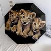 Patrón de león pequeño, paraguas de plegado automático, diseño portátil y plegable, 8 varillas, un regalo de Navidad o cumpleaños.