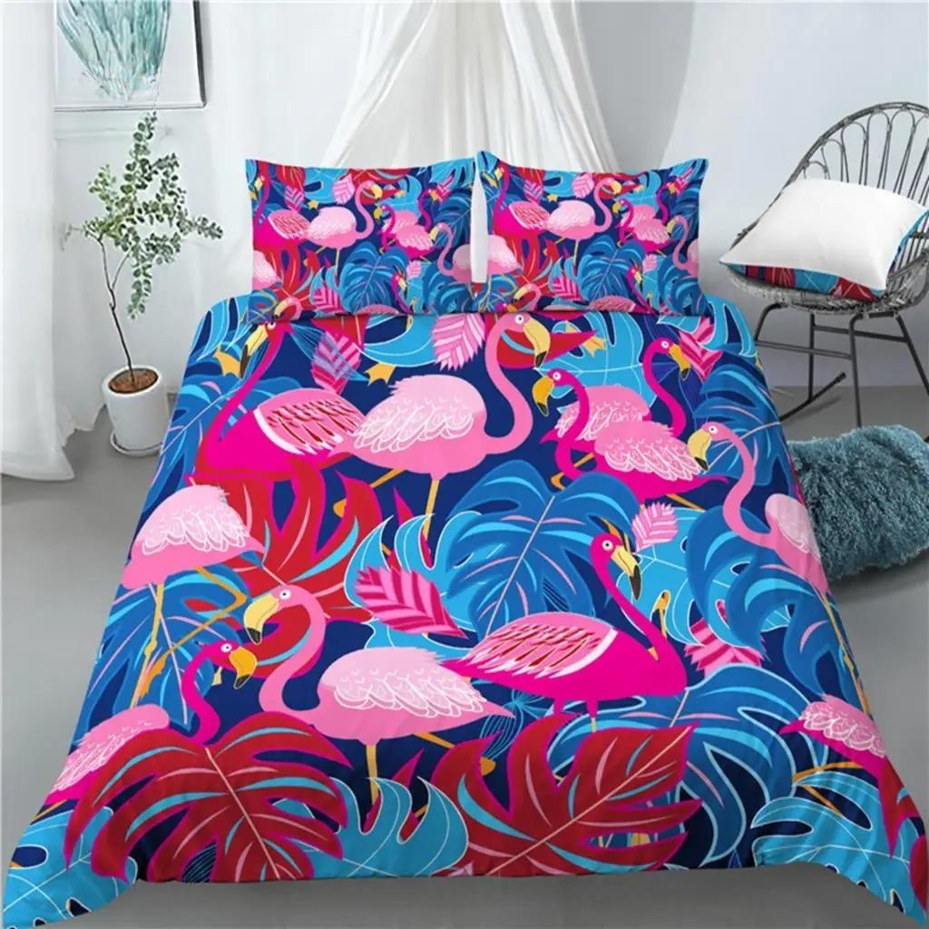 Luxury 3D Flamingo Print Bedding Sets Comfortable Duvet Cover and Pillowcases in EU/US/AU Sizes