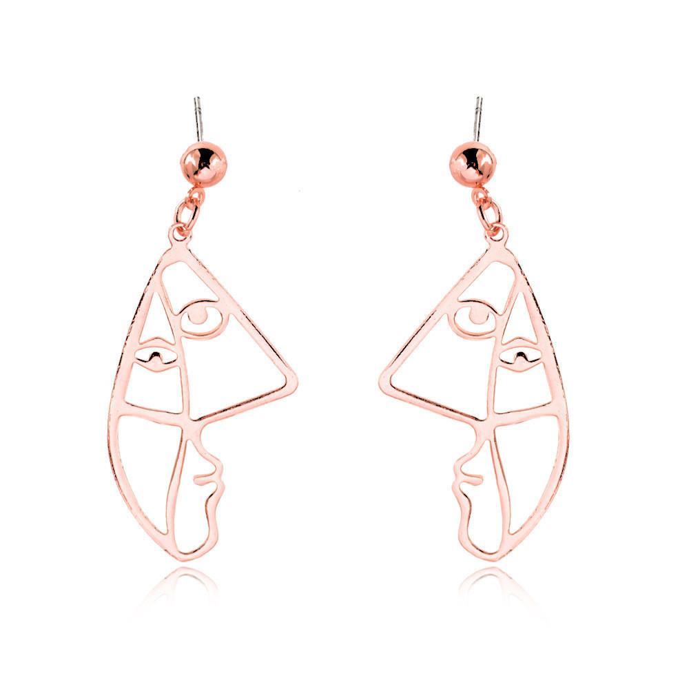 Alloy Face Elegant Earrings For Women Modern Cartoon Expression Design Jewelry