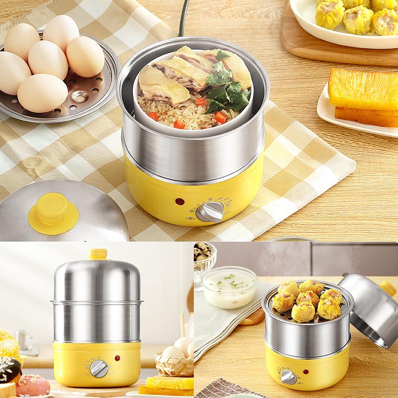 304 Stainless Steel Double-Layer Egg Steamer with Timer & Auto-Off - Household Breakfast Machine