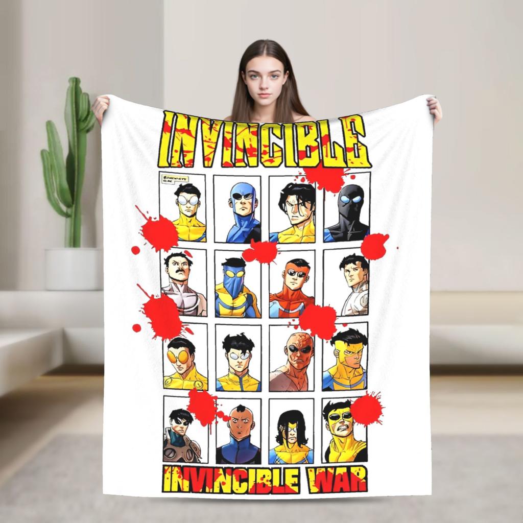 Invincible Comic Mark Grayson Fleece Blankets Anime Awesome Throw Blanket for Home 150*125cm Rug Piece Lightweight Thin