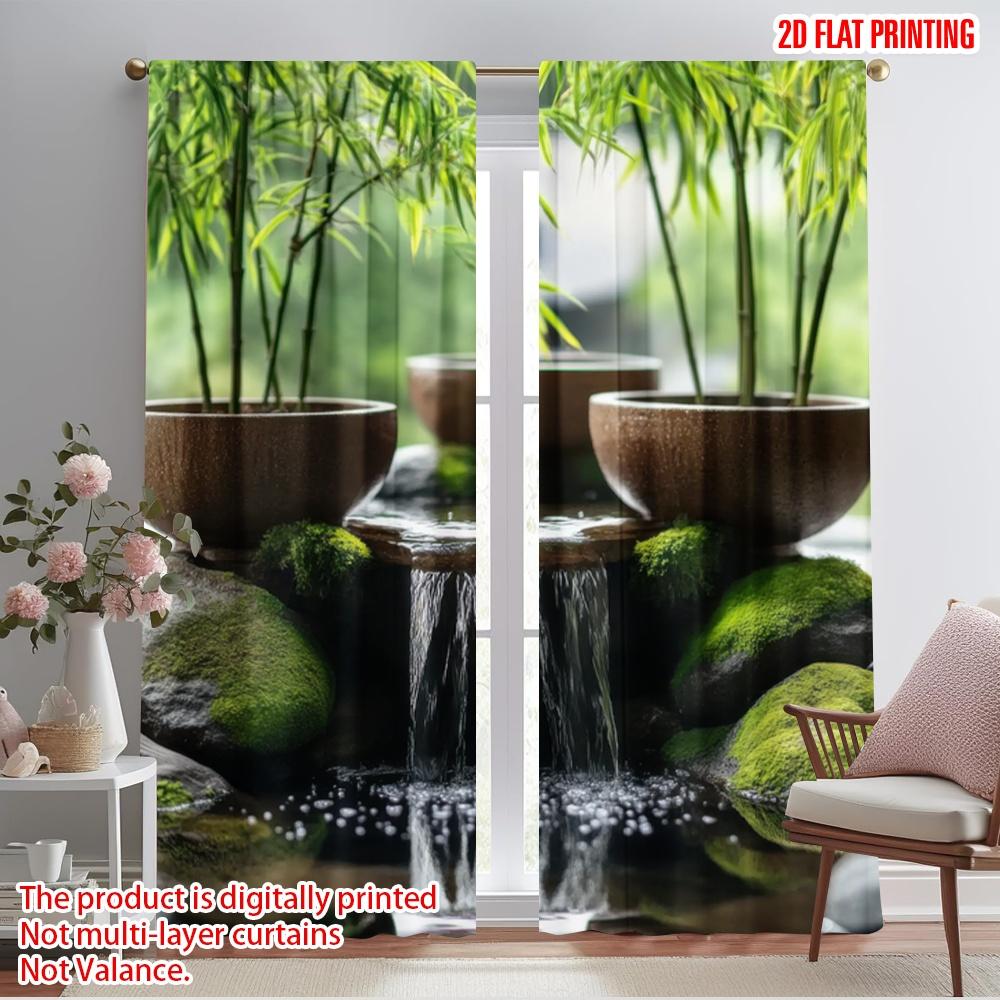 

2 шт., шторы с принтом 2D, узор, оазис дзен-сада, универсальная ткань (без удилища) Праздничный Арт Деко Идеально для Гостиной, 52.50×116.00 CM 2pcs