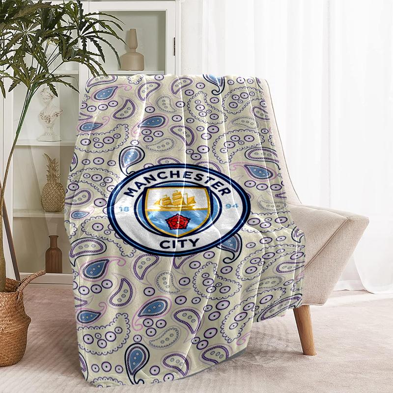 Manchester City FC Print Blanket - Soft & Comfortable, for Bedroom, Travel, Sofa, Home Decoration - Birthday Christmas Gift for Friend