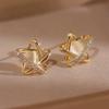 Diamond-set opal star stud earrings temperament simple and versatile earrings niche exquisite small high-end earrings