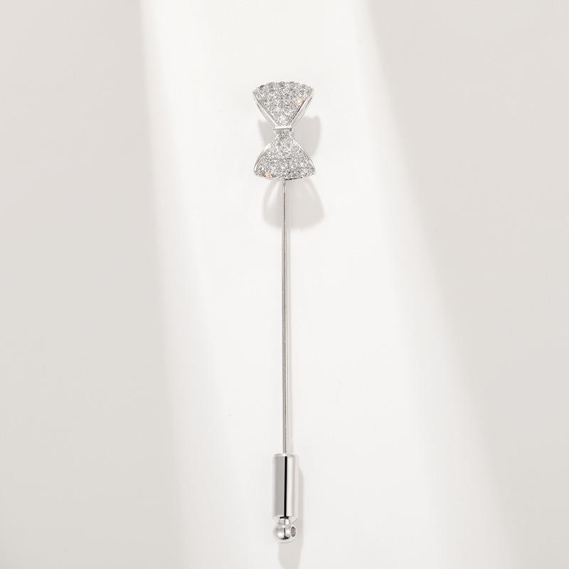 High-End Korean Style Zirconia Bow Brooch Lapel Pin