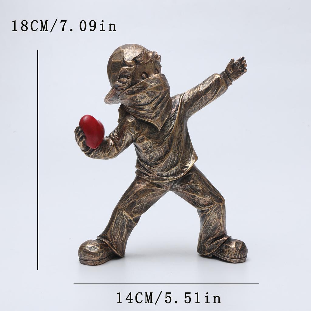 Flower Thrower Sculpture,Figurine for Home Decoration,Office Desk and Bookshelf Ornaments, Modern Decorative Character Figurines