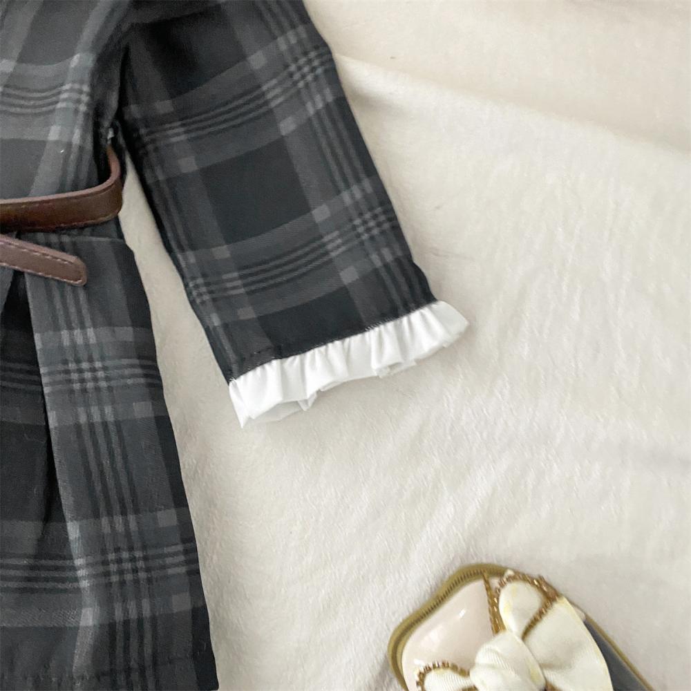 Dívčí módní dětské kostkované šaty s opaskem, elegantní dívčí dětské jarní a podzimní oblečení, dětské narozeninové párty, oblečení, vestidos