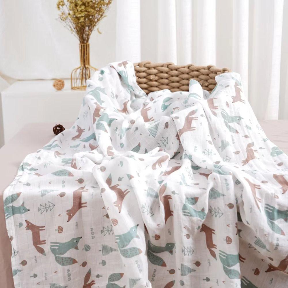 Cartoon Print Baby Swaddle Blanket Cotton Baby Stroller Cover Baby Wrap Sleeping Bag  Infant Bath