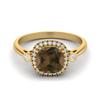 7mm Cushion Smoky Quartz 925 Sterling Silver Gold Vermeil Solitaire Accents Women Anniversary Ring
