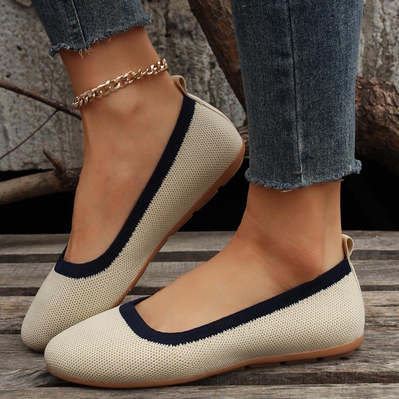 Fashion Spring Autumn New Outwear Solid Color Oversized Shallow Cut Shoes Women's Knitted Comfort Flat Shoes Sneakers Boat Shoes