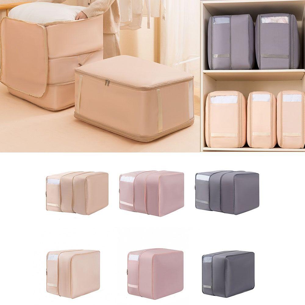 

Moisture-proof Compression Packing Cube Foldable Quilt Organizer Clothes Storage Bag Quilt Pink 3 layers