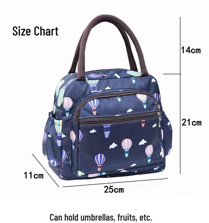 Floral Multi-Zipper Lunch Handbag: Oxford Cloth Mommy Bag with Mobile Pocket