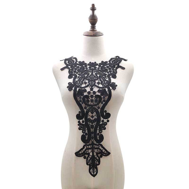 Krajkový límec rozpustný ve vodě, vyšívaná brož z mléčného hedvábí, velké červené krajkové DIY doplňky, trojrozměrný dutý límec