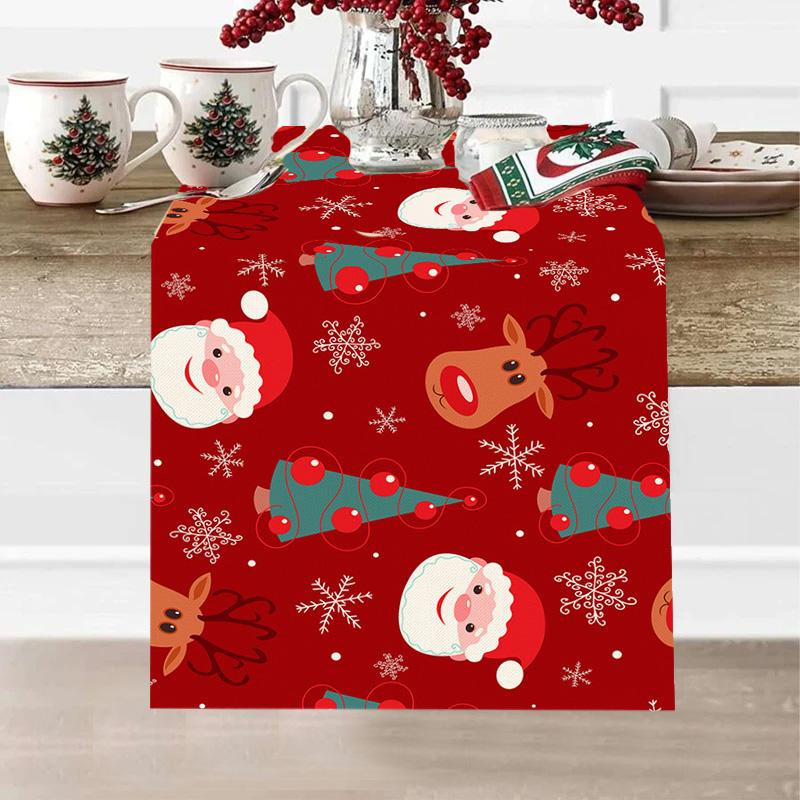 1PC Print Snowman For Home Xmas Table Decor Creative Christmas 33*183cm Table Runner Table Mat