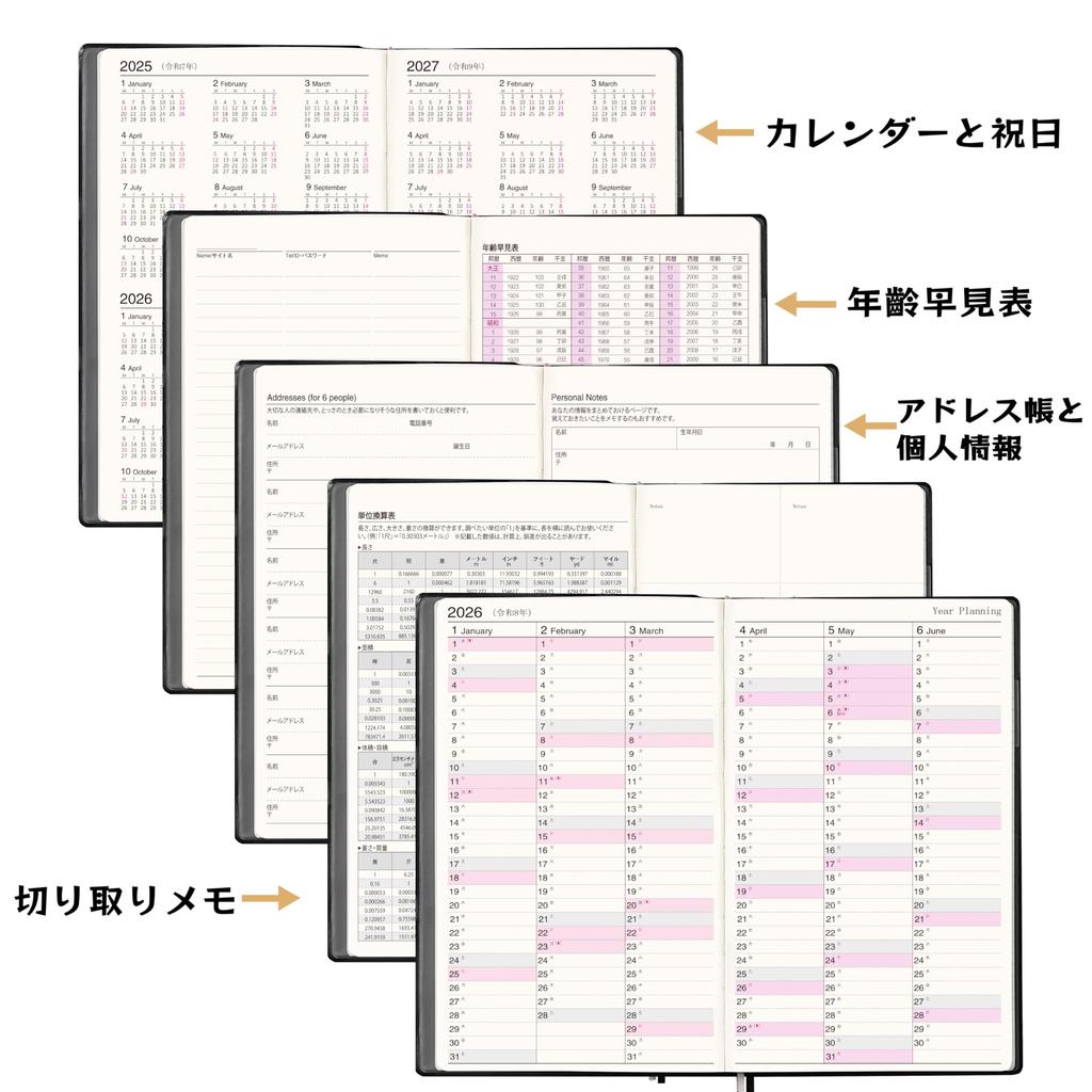 2026 A6 Weekly Diary with Monthly PVC Black December Blocks, Cover, (Starts 2025)