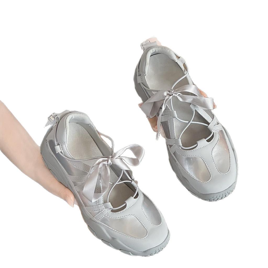 5CM heightening ballet style moral training shoes women's 2025 summer hollow breathable Mary Jane platform casual sports sandals