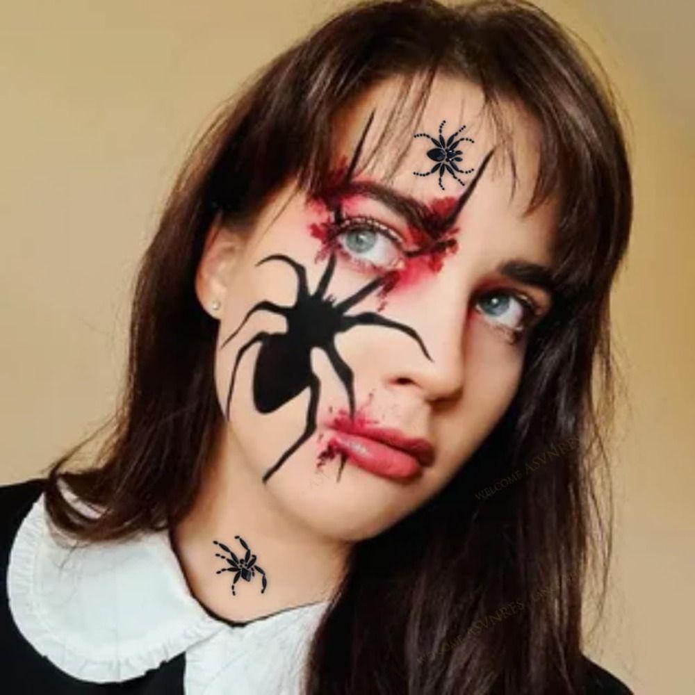 Black Spider Face Gems Tattoos 3D Halloween Face Rhinestone Sticker  Day of The Dead