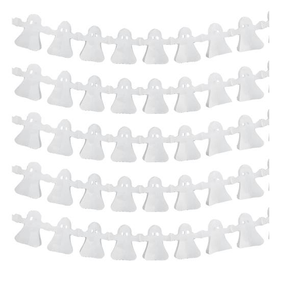 Indoor Party Supplies 5 Pcs 10FT Halloween Banner, Spooky Spider Bat Skull Ghost Seasonal Banner Pumpkin Hanging Bunting Garland for Party,