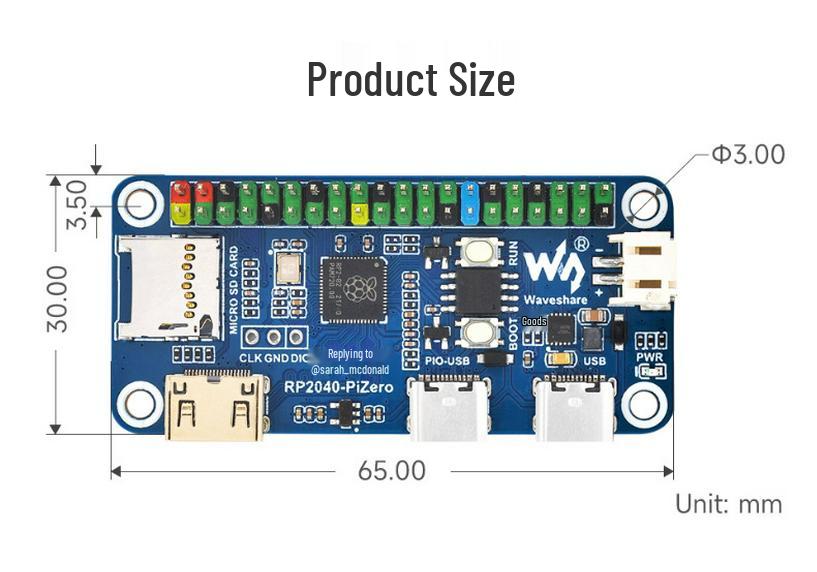 MicroSnow RP2040-PiZero Dev Board with Dual-Core Processor & Raspberry Pi 40-Pin GPIO Compatibility