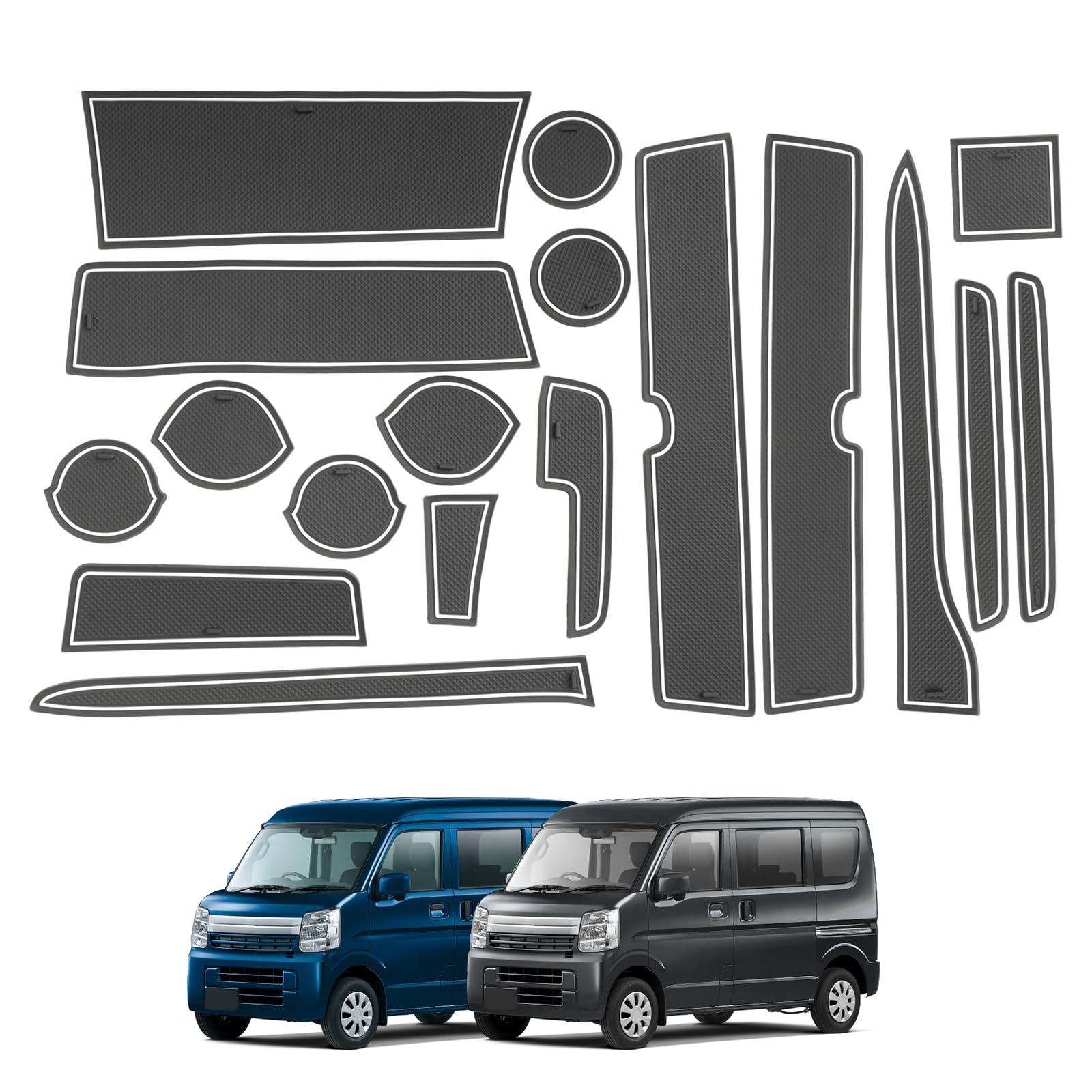 Резиновые коврики RUIYA для Suzuki Every карман двери салон резина Every Every Wagon DA17W кастом легкий белый DA17V/DA17W, коврики, противоскользящие, звукоизоляционные, белый