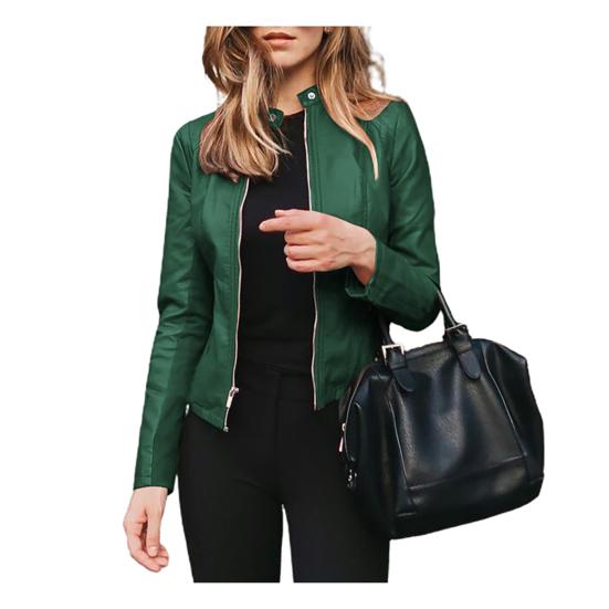Women Fashion Autumn Winter Jacket Short Faux Leather Suit Coat Outwear Clothes