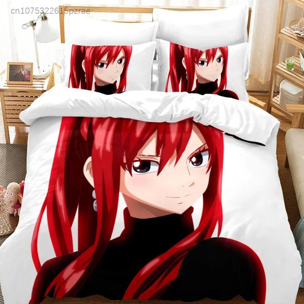 Anime Fairy Tail Natsu Juego de Cama Funda Nórdica Dormitorio Fundas de Edredón Individual Doble King Size Funda de Edredón Textil para el Hogar