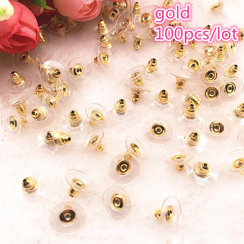 NEW 100pcs/lot 11mm Earrings Silicone Barrel Bullet Plastic Ear Plugging DIY Earring Black For Jewelry Findings