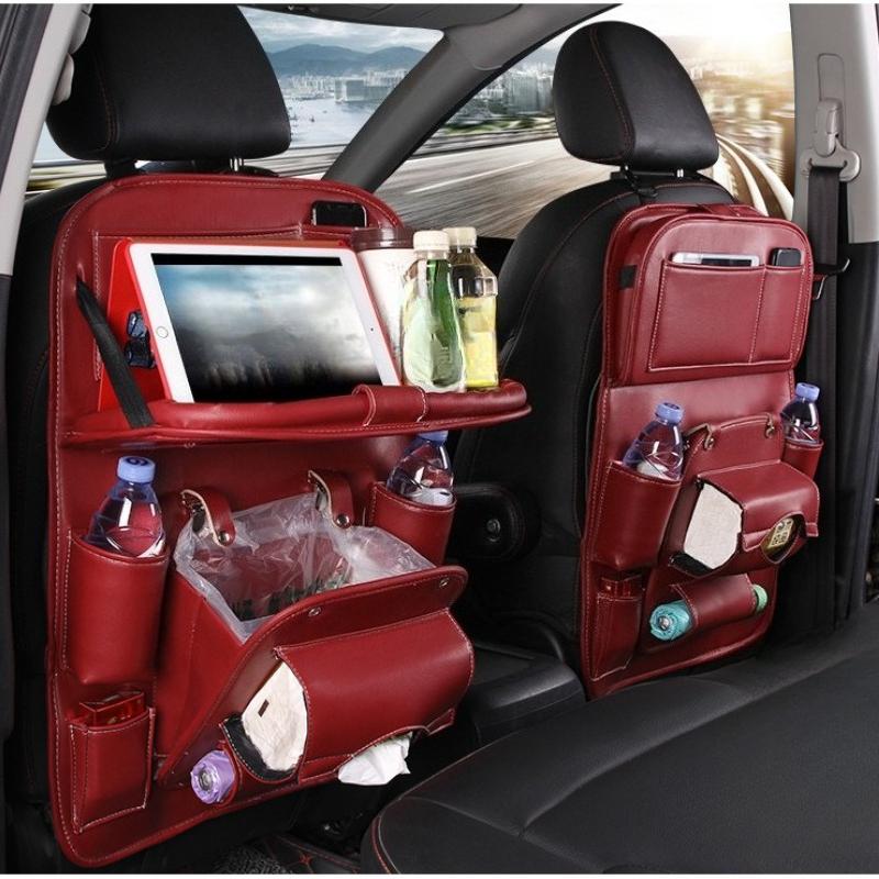 1pcs Universal Car Seat Back Storage Bag Multifunctional Organizer with Tray Auto Interior Accessories