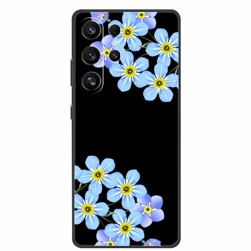 For Samsung Galaxy S26 Ultra Case Cute Floral Black Luxury Soft Silicone Back Cover For Samsung S26 Ultra Cases GalaxyS26 Ultra