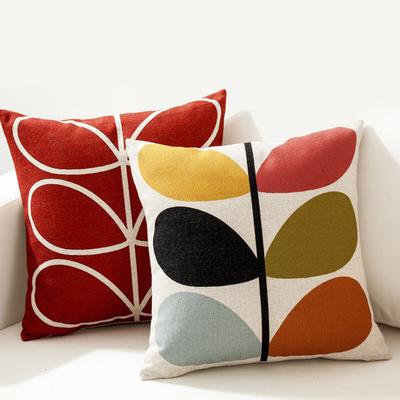 Nordic Geometric Throw Pillow Cover Floral Print Linen Home Pillow Cushion Cover