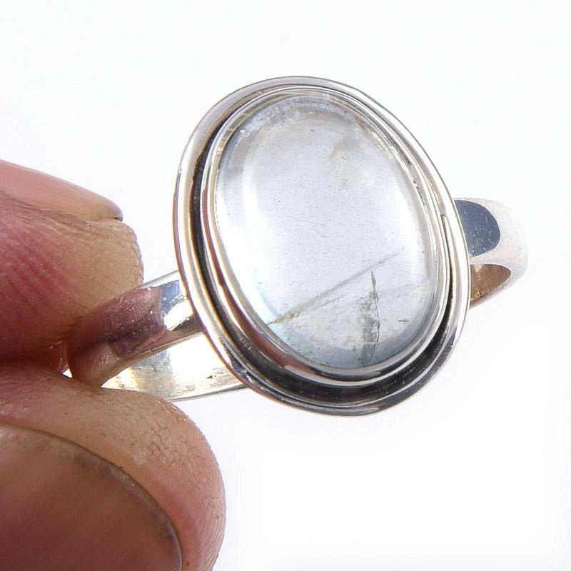 

Кольцо из чистого серебра 925 пробы с натуральным аквамарином, размер 8, y1T68