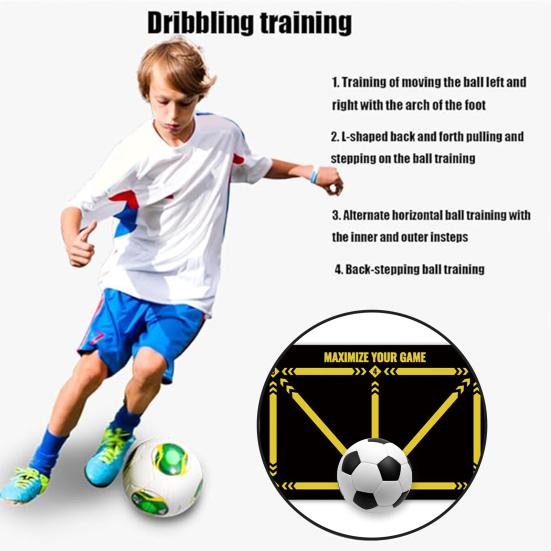 Football Footwork Mat Portable Non-slip Silent Kids Teens Adults All Levels Player Agility Soccer Footstep Dribbling Training Floor Pad