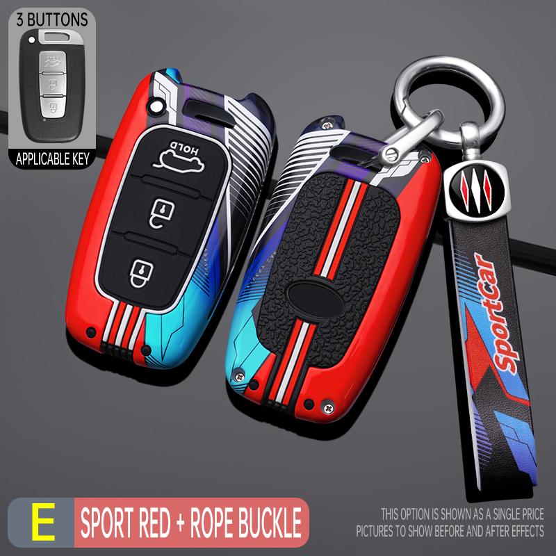 Interior Mouldings 3 4 Button Zinc Alloy Car Key Case Cover Fob For Hyundai IX35 Elantra Sonata 8 9 For Kia Sportage K5 K2 Soren