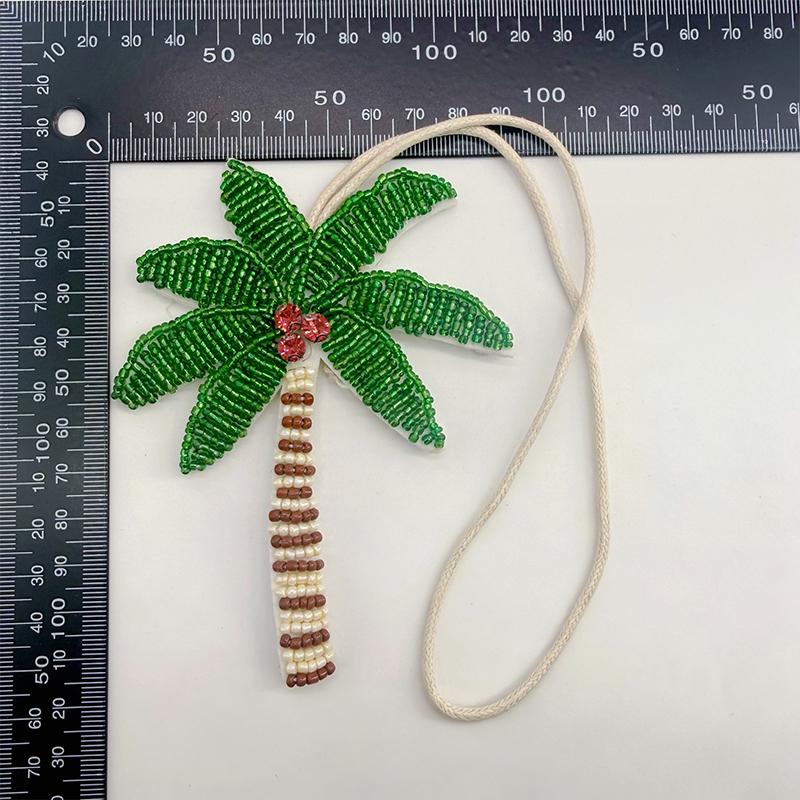 New Crystal Applique Patch Bag Pendant Sequin Coconut Tree Patch Keychain Hanging Rope 3D Beaded Patch Lanyard Gift