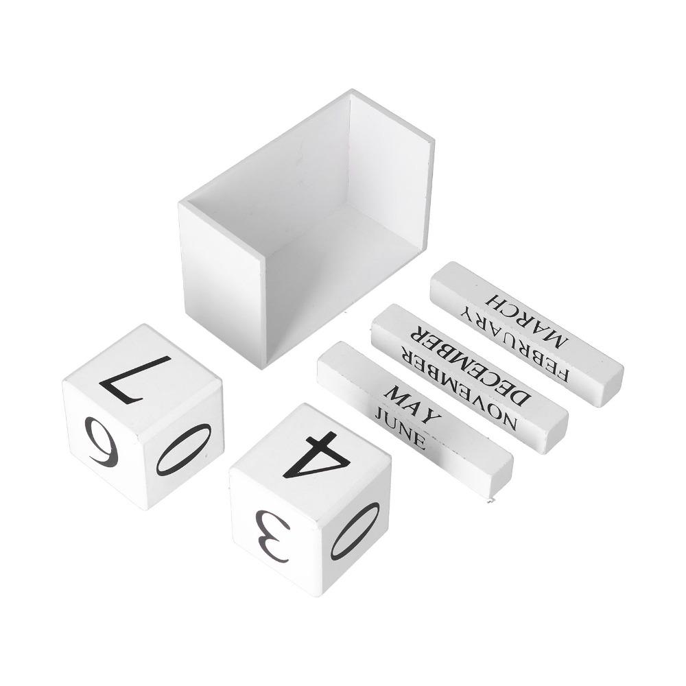 6pcs Month Desk Calendar Blocks Date Perpetual Desk Calendar Wooden Block Calendar Classroom Use