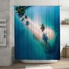 3D Printed Beach Shower Curtain Waterproof Fabric for Bathroom Decor Ocean Blue Tropics with Palm Trees, Size180 X 200 Cm (70x79