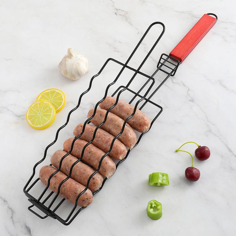 3pcs Non Stick Hot Dog Grilling Tongs,Multifunctional Metal Barbecue Basket, Suitable for Sausages,Picnics, And Camping ,Essential Barbecue Accessory