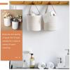 KESYOO Cotton Rope Hanging Basket with Leather-Look Handle, 30 cm