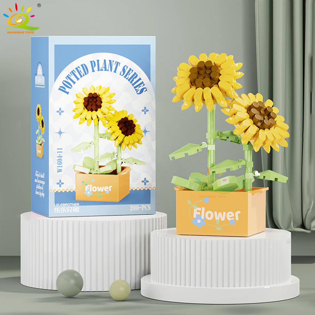 MOC Blume Sukkulente Topfpflanze Modellbaustein DIY Ewiger Strauß Zuhause Schreibtisch Pflanzen Dekoration Ziegel Mädchen Geschenk Kinderspielzeug