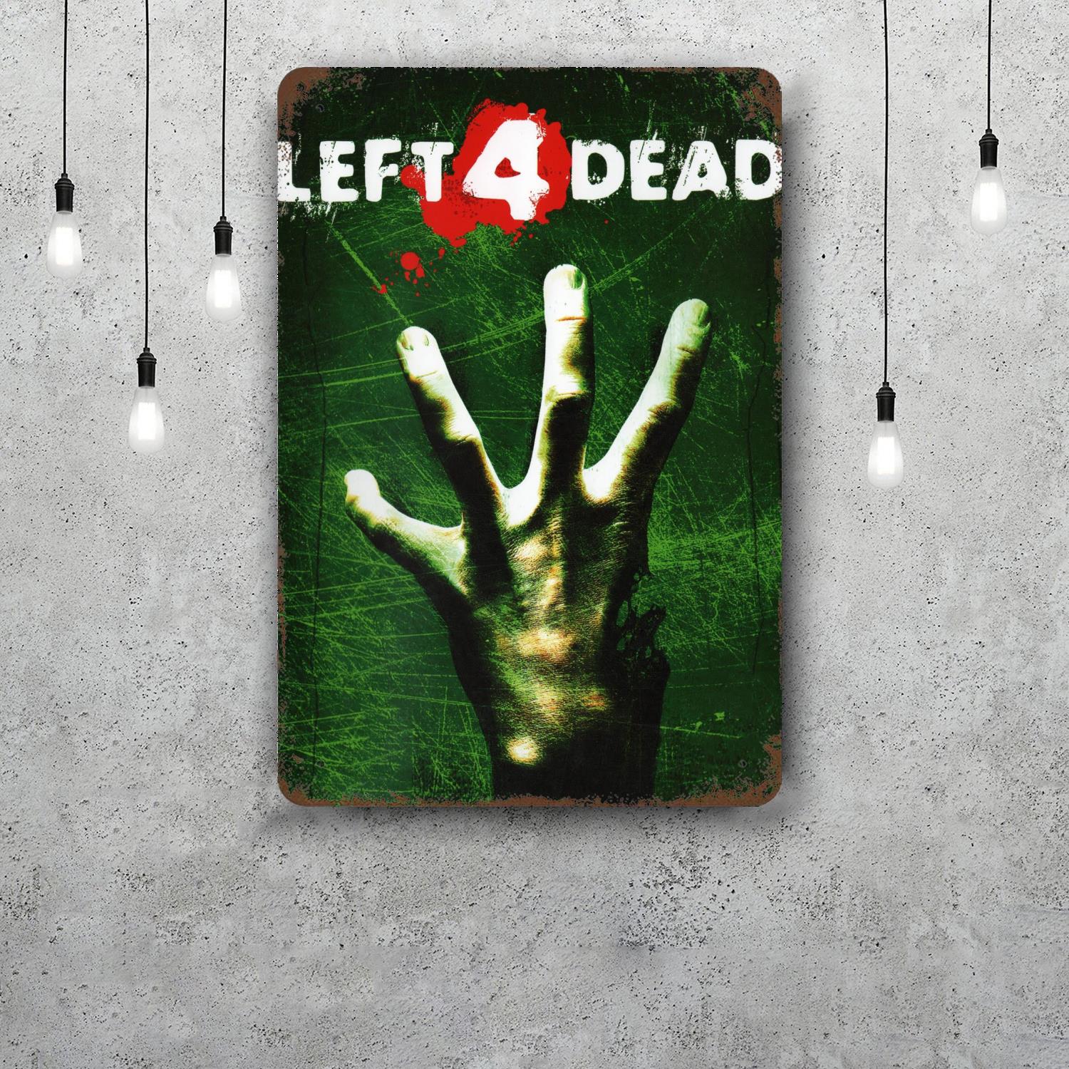 

Left 4 Dead 2 Видеоигра Ретро Винтажный Жестяной Знак Постер Декоративная Табличка Металлическая Пластина Настенный Декор 20x30cm（7.8x11.8inch）