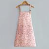 Canvas Apron with Floral Print Breathable Adjustable Straps Cooking Apron Water-Resistant Oil-Proof Kitchen Apron for Cooking Baking Gardening