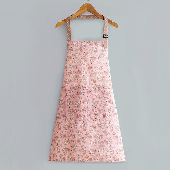 Canvas Apron with Floral Print Breathable Adjustable Straps Cooking Apron Water-Resistant Oil-Proof Kitchen Apron for Cooking Baking Gardening
