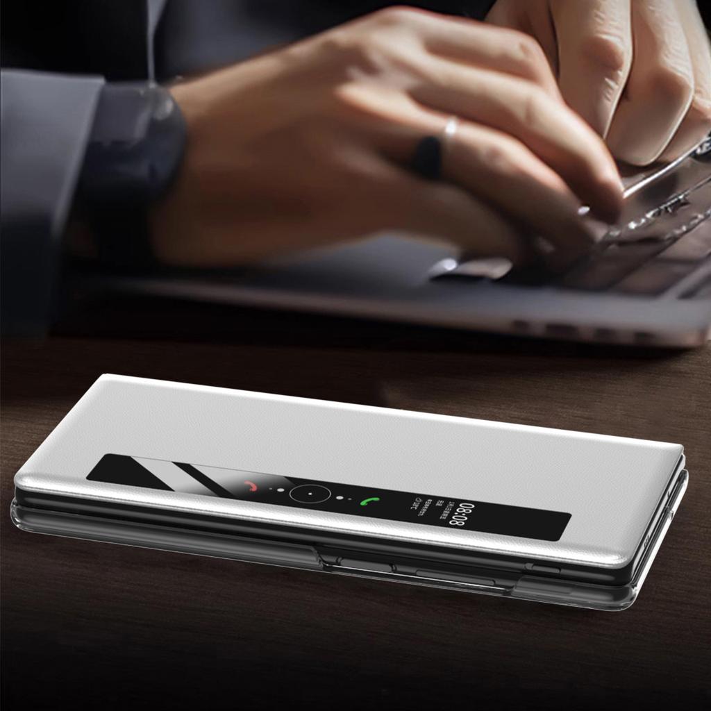 For vivo X Fold3 Magnetic Phone Case View Window PU Leather+PC Cover with Hidden Kickstand