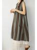 Spring-Summer Retro Jacquard Plaid Stripe Double-Layered Loose Sleeveless Vest Dress