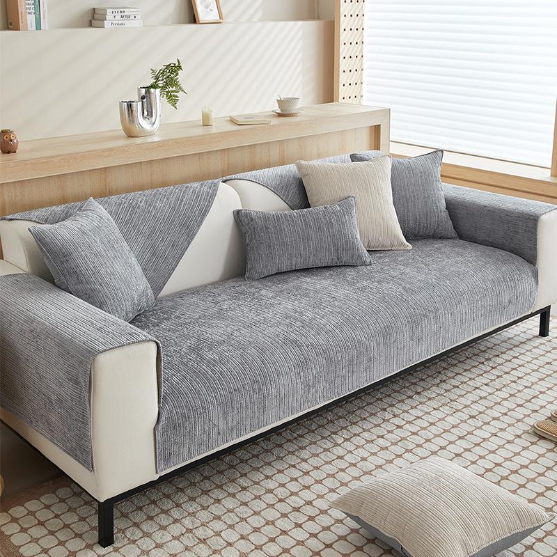 Minimalist Style Chenille Sofa Cushion Four Seasons Universal Simple Modern Non-Slip Seat Cushions Full Covered Cloth