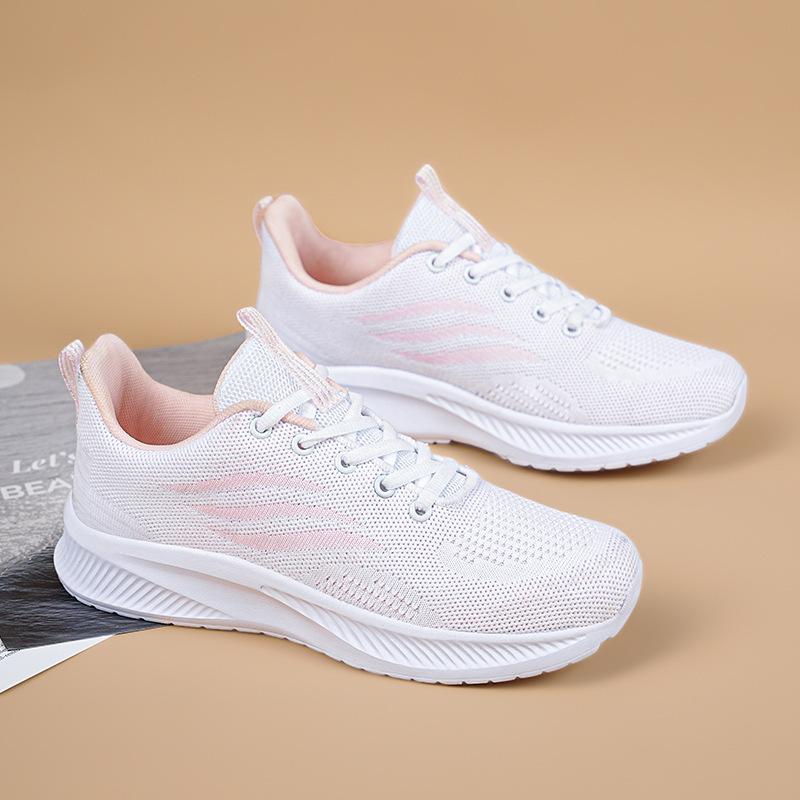 

2025 summer new breathable fly-woven sports shoes women s versatile and comfortable mesh flat bottom lightweight hollow running shoes women 35