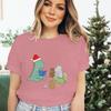 Christmas Cartoon Dinosaur Girls Clothing Crew Neck Funny Festive Premium Tshirt Cute Dinosaur Merry Christmas Gift Tshirts